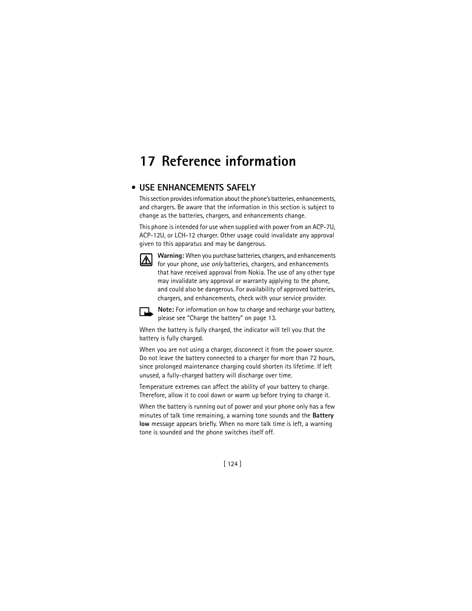 17 reference information, Use enhancements safely | Nokia 3586I User Manual | Page 133 / 177