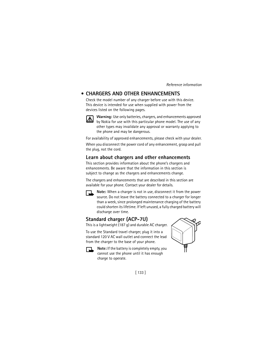 Chargers and other enhancements | Nokia 3586I User Manual | Page 142 / 177