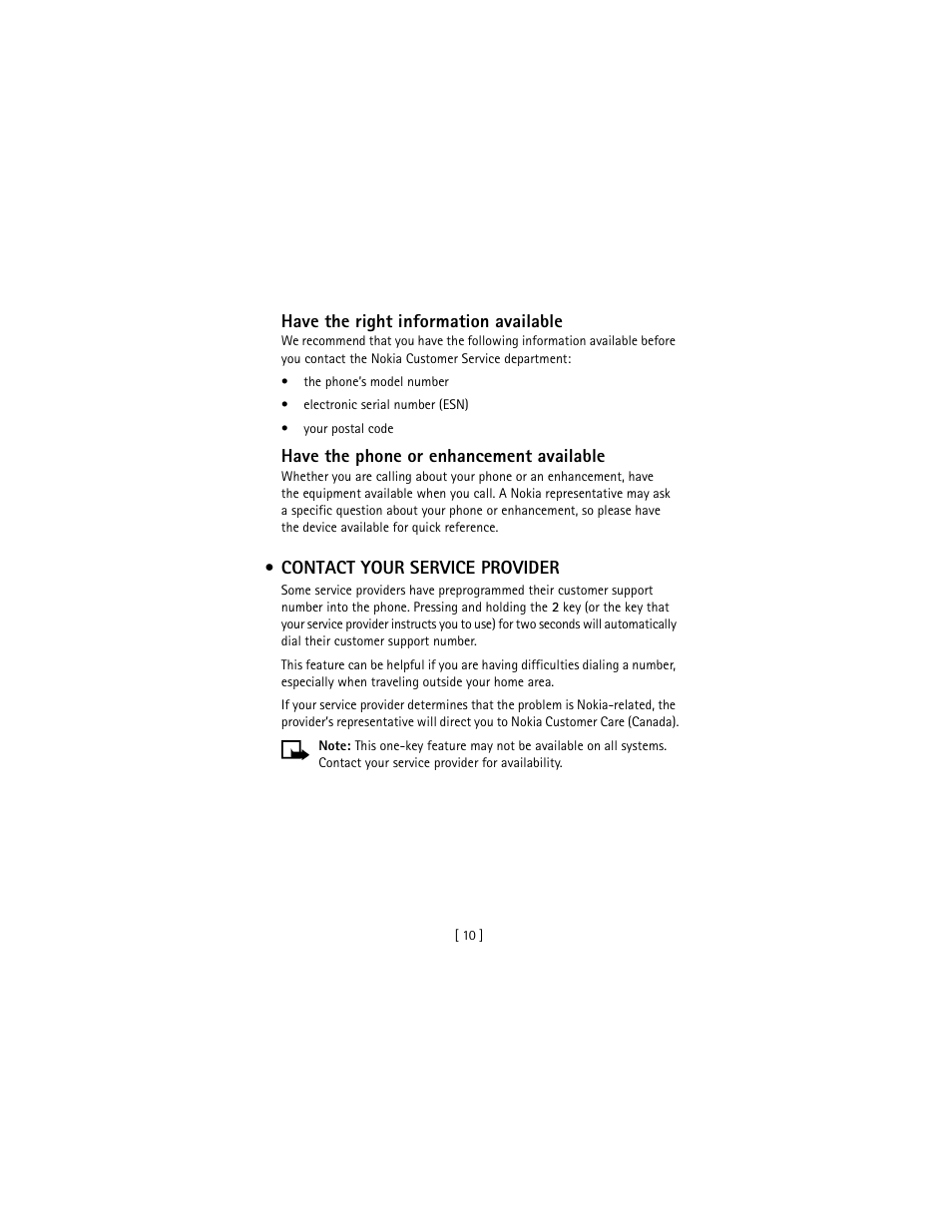 Contact your service provider | Nokia 3586I User Manual | Page 19 / 177