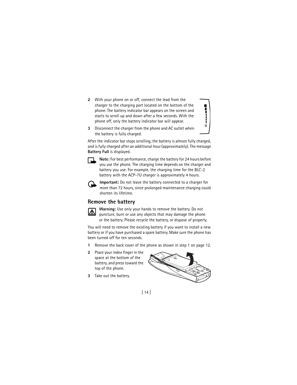Remove the battery | Nokia 3586I User Manual | Page 23 / 177