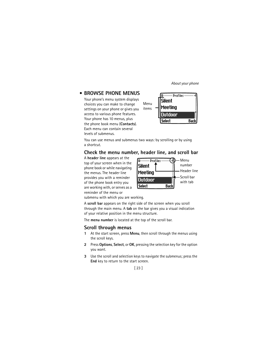 Browse phone menus | Nokia 3586I User Manual | Page 32 / 177