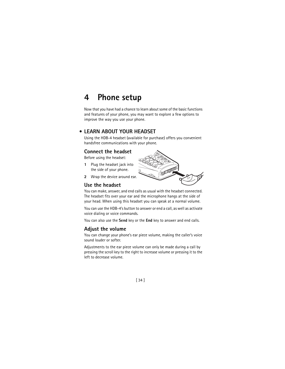 4 phone setup, Learn about your headset, Phone setup | 4phone setup | Nokia 3586I User Manual | Page 43 / 177