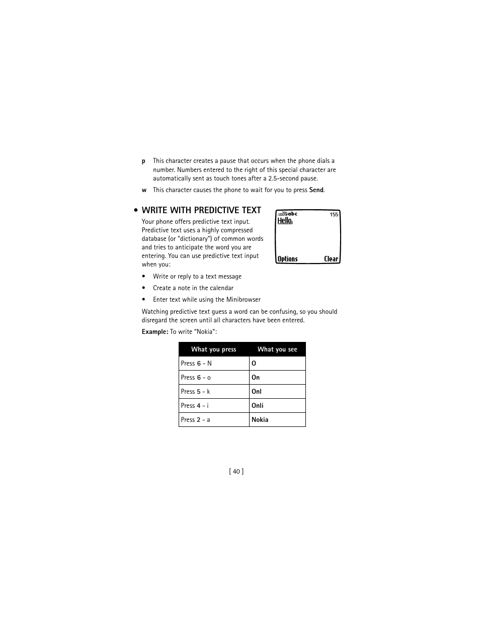 Write with predictive text | Nokia 3586I User Manual | Page 49 / 177
