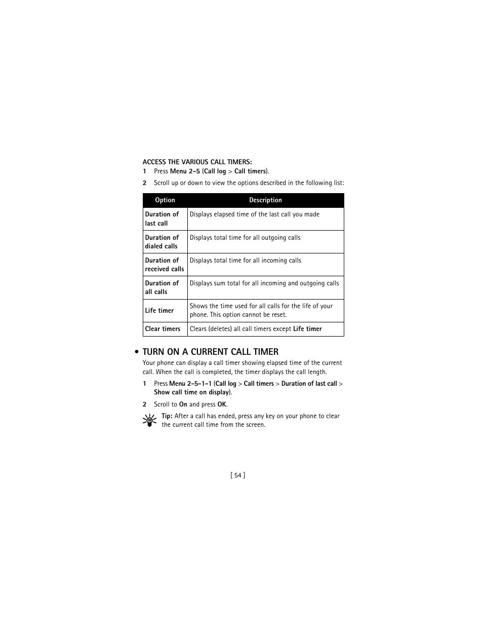 Turn on a current call timer | Nokia 3586I User Manual | Page 63 / 177