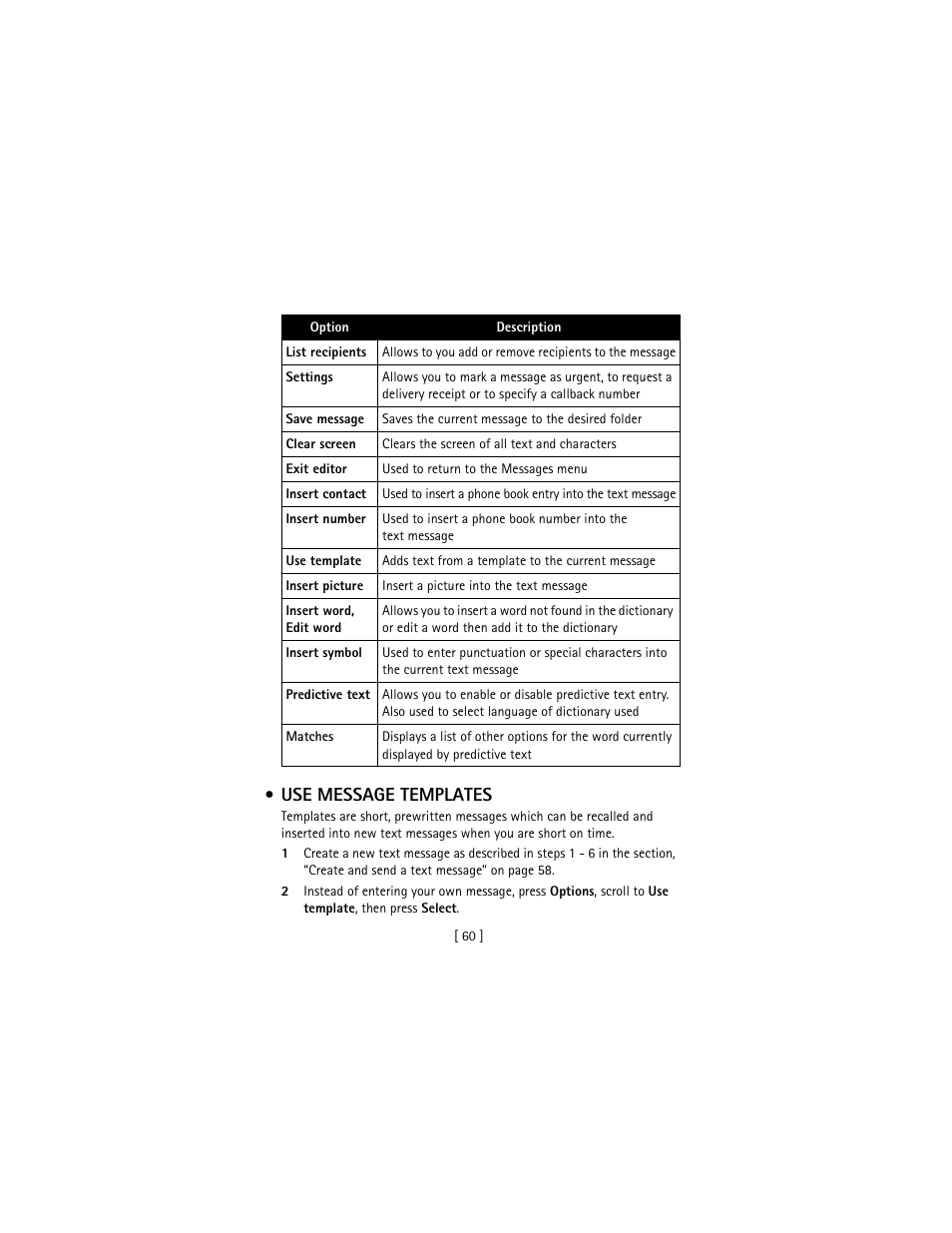 Use message templates | Nokia 3586I User Manual | Page 69 / 177