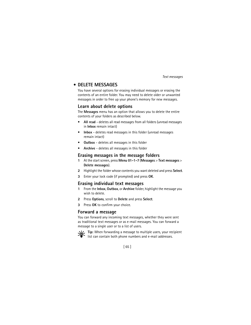 Delete messages | Nokia 3586I User Manual | Page 74 / 177