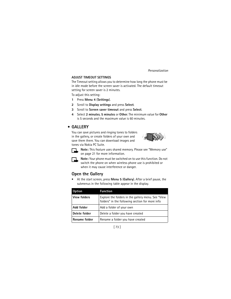 Gallery, Open the gallery | Nokia 3586I User Manual | Page 82 / 177
