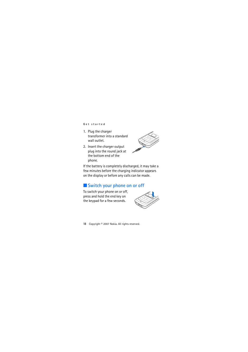 Switch your phone on or off | Nokia 1325 User Manual | Page 18 / 88