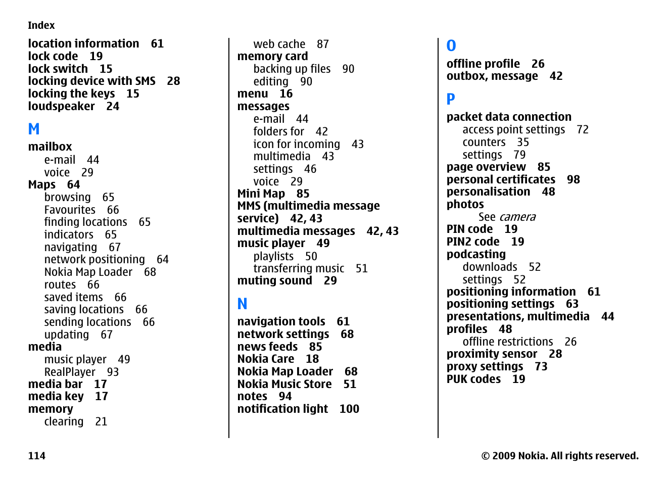 Nokia XPRESSMUSIC 5800 User Manual | Page 114 / 116