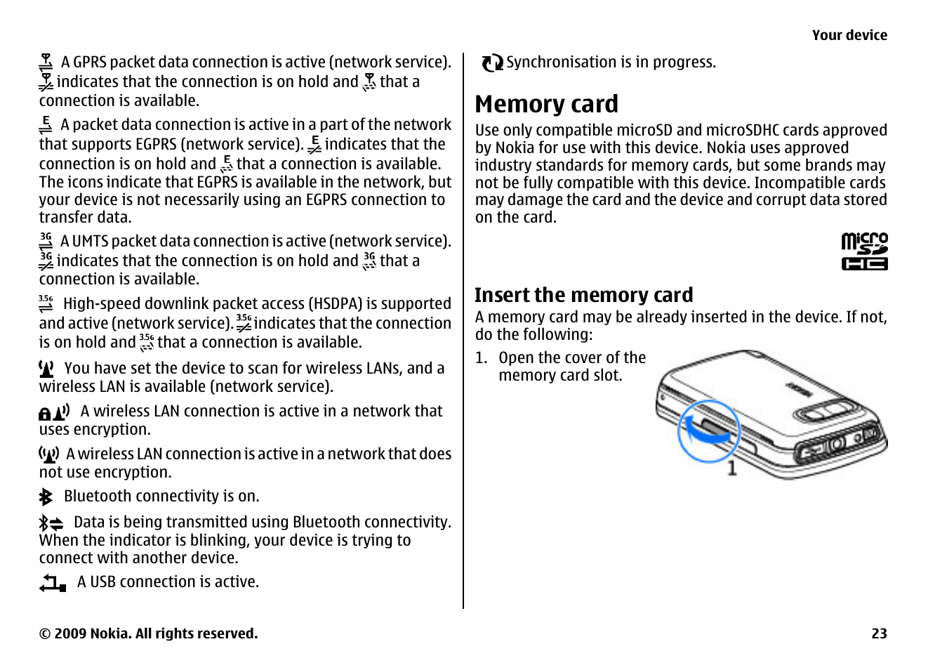 Memory card, Insert the memory card | Nokia XPRESSMUSIC 5800 User Manual | Page 23 / 116