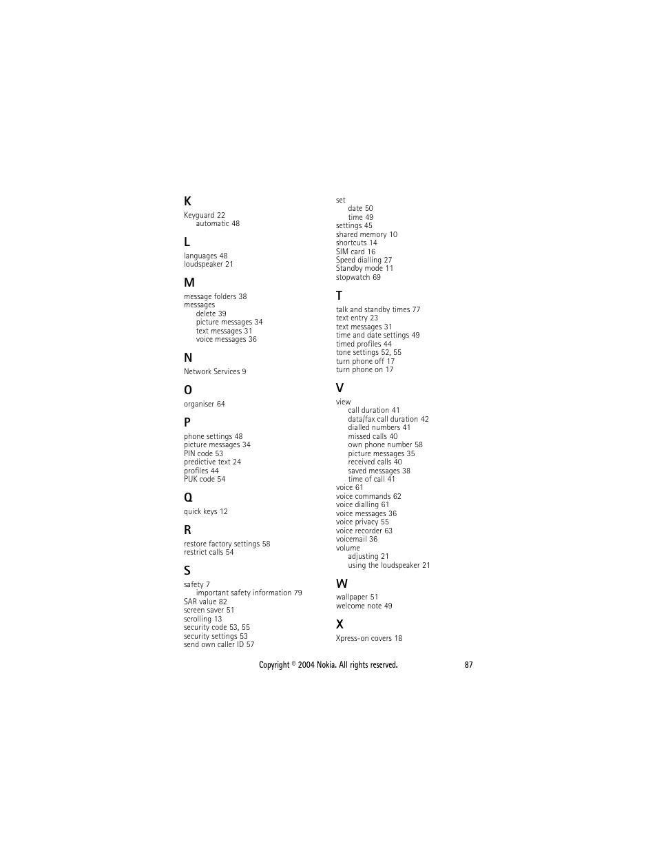 Nokia 6015 User Manual | Page 87 / 87