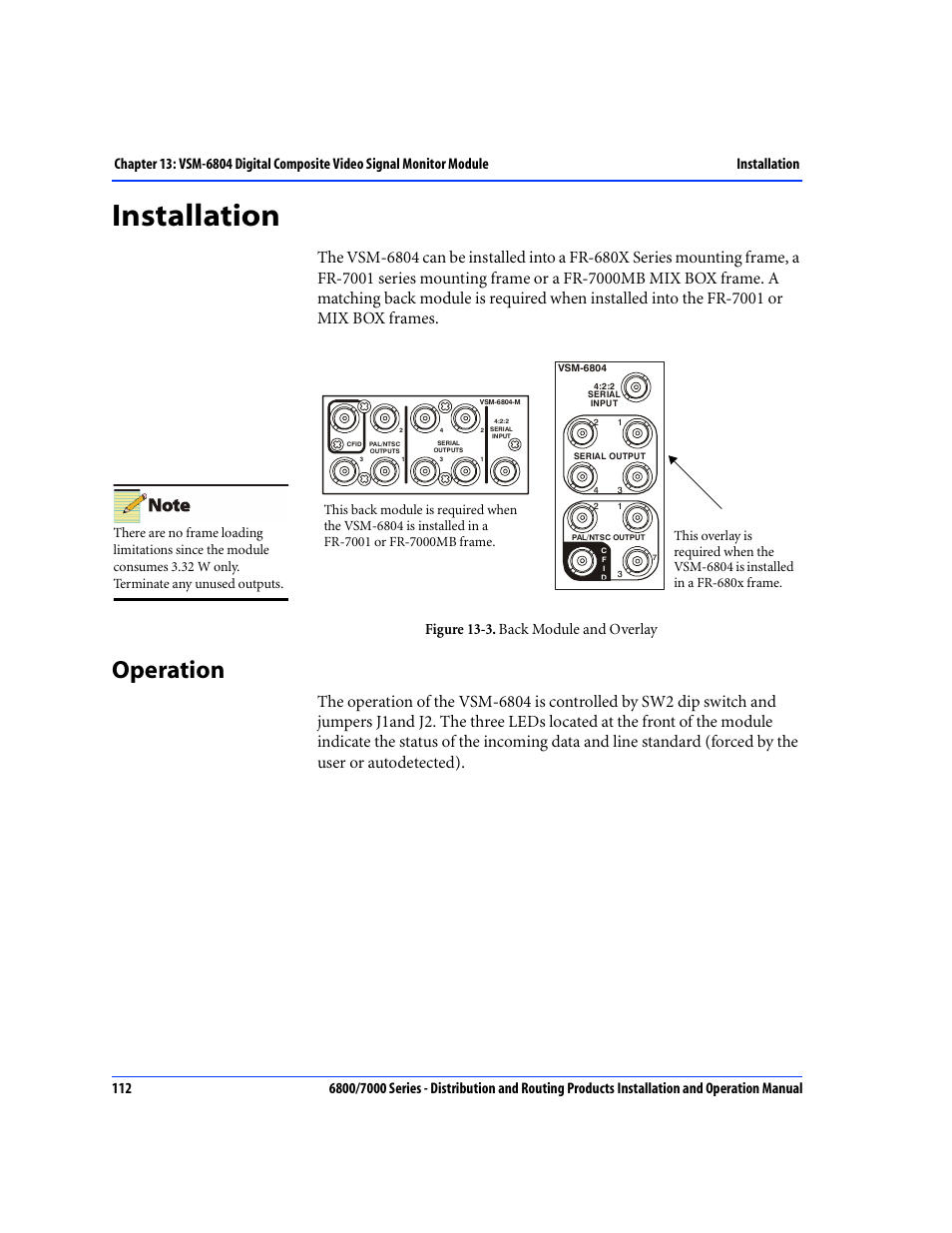 Installation, Operation, Figure 13-3. back module and overlay | Nokia 6800 Series User Manual | Page 139 / 151