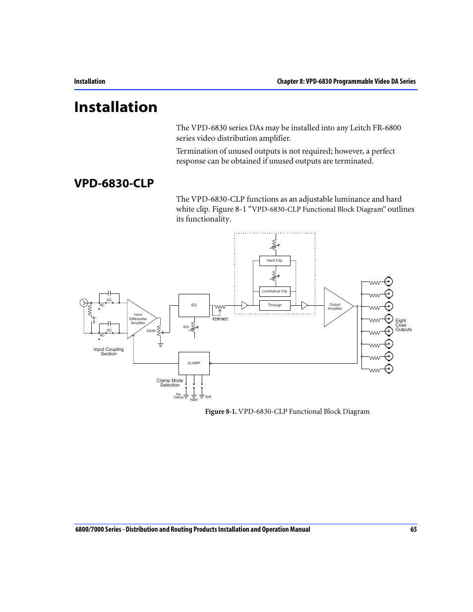 Installation, Vpd-6830-clp, Outlines its functionality | Vpd-6830-clp functional block diagram | Nokia 6800 Series User Manual | Page 92 / 151