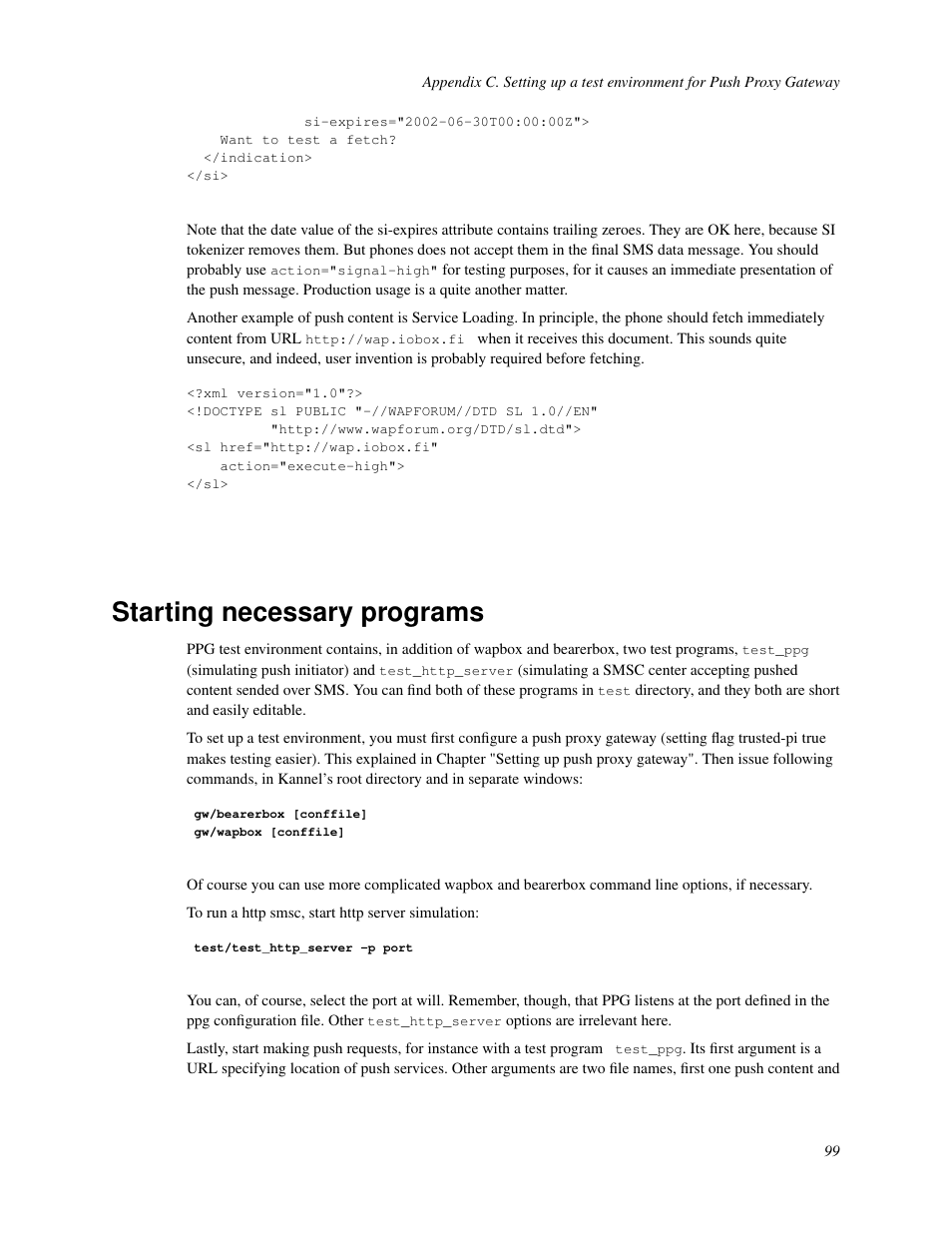 Starting necessary programs | Nokia WAP and SMS gateway User Manual | Page 106 / 116