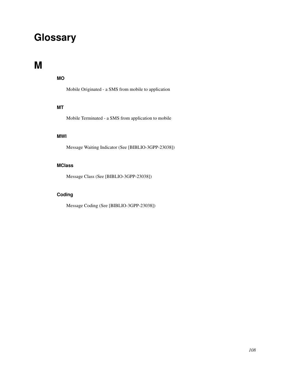 Glossary, Mclass, Coding | Glossary m | Nokia WAP and SMS gateway User Manual | Page 115 / 116