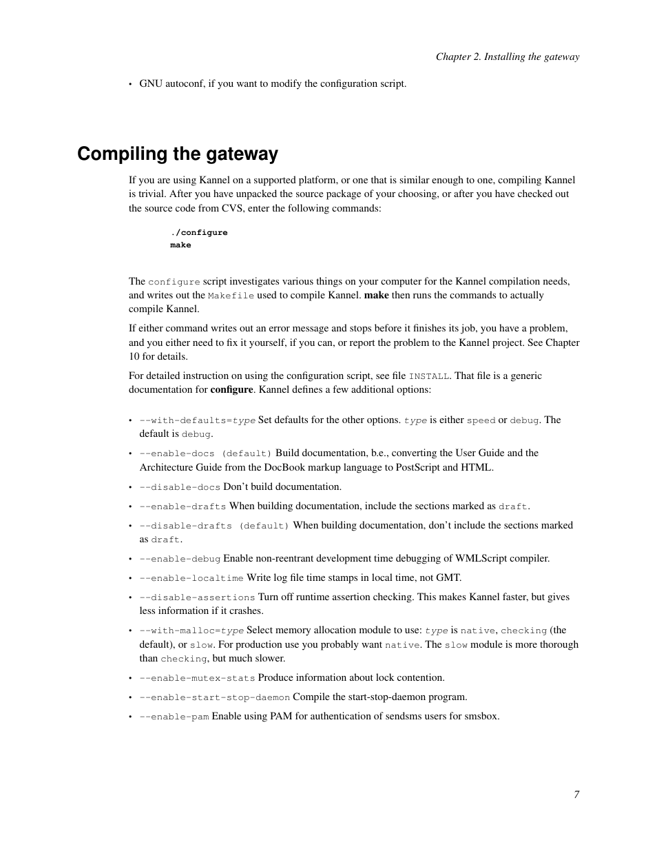 Compiling the gateway | Nokia WAP and SMS gateway User Manual | Page 14 / 116