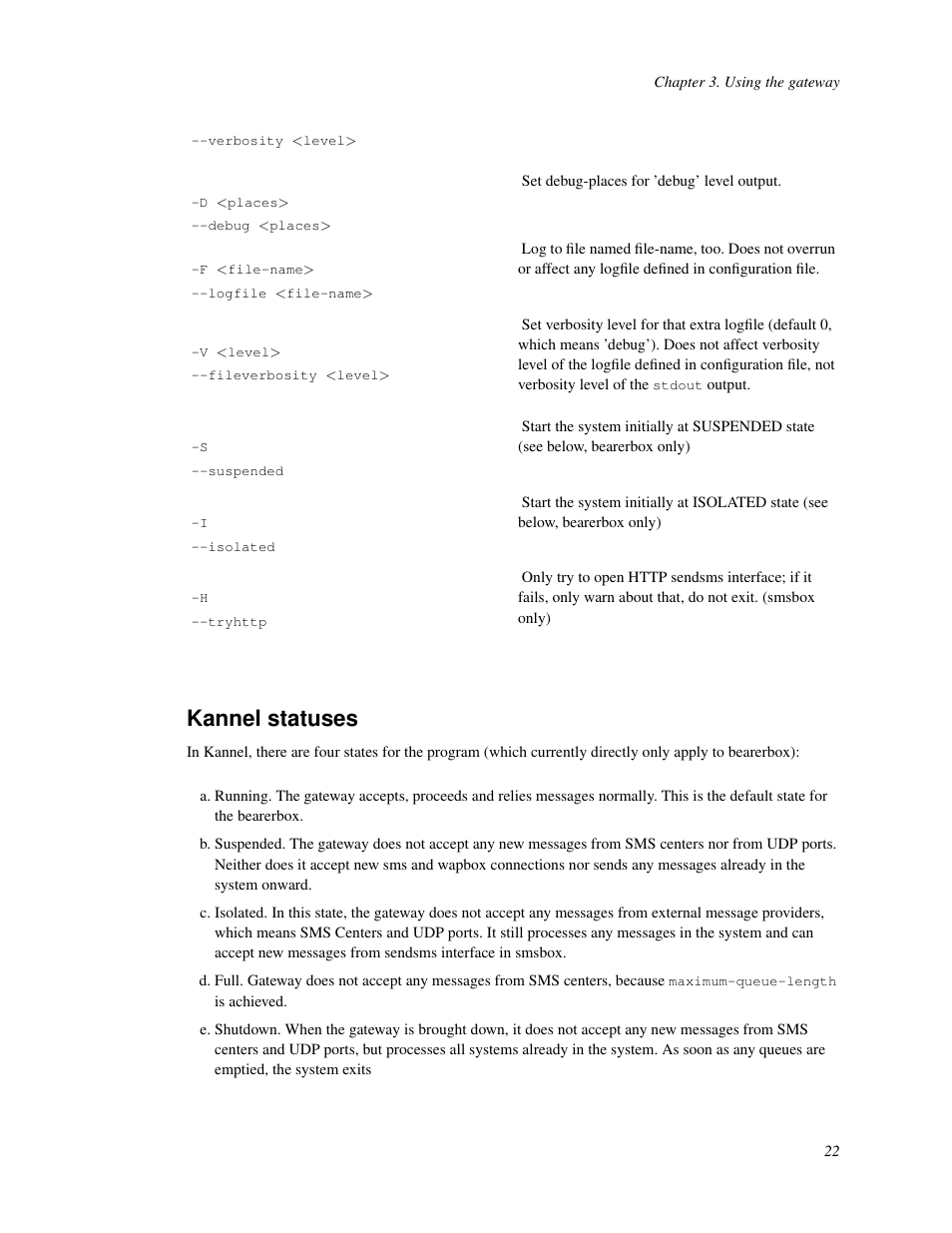 Kannel statuses | Nokia WAP and SMS gateway User Manual | Page 29 / 116