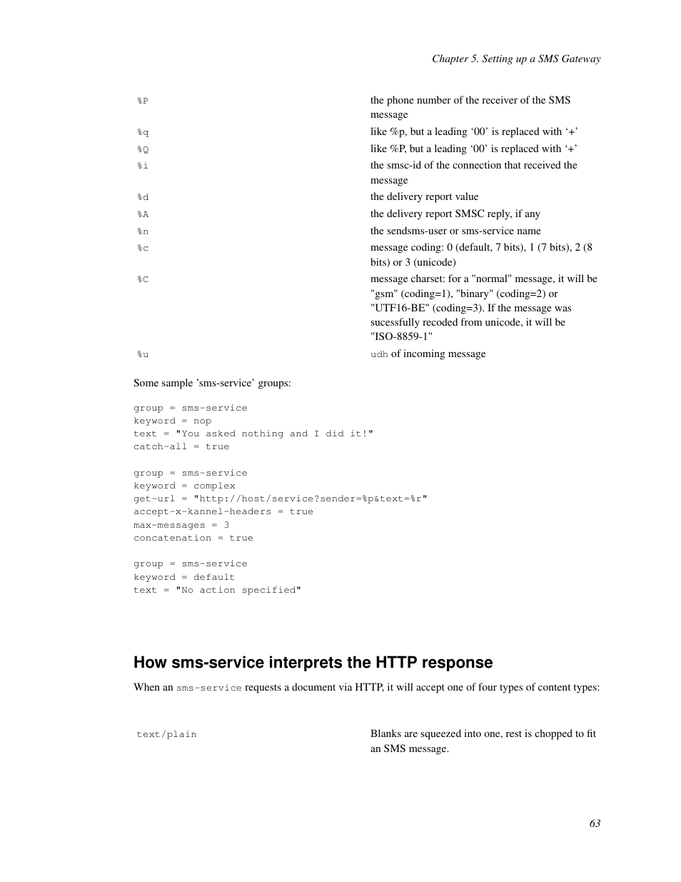 How smsservice interprets the http response, How sms-service interprets the http response | Nokia WAP and SMS gateway User Manual | Page 70 / 116