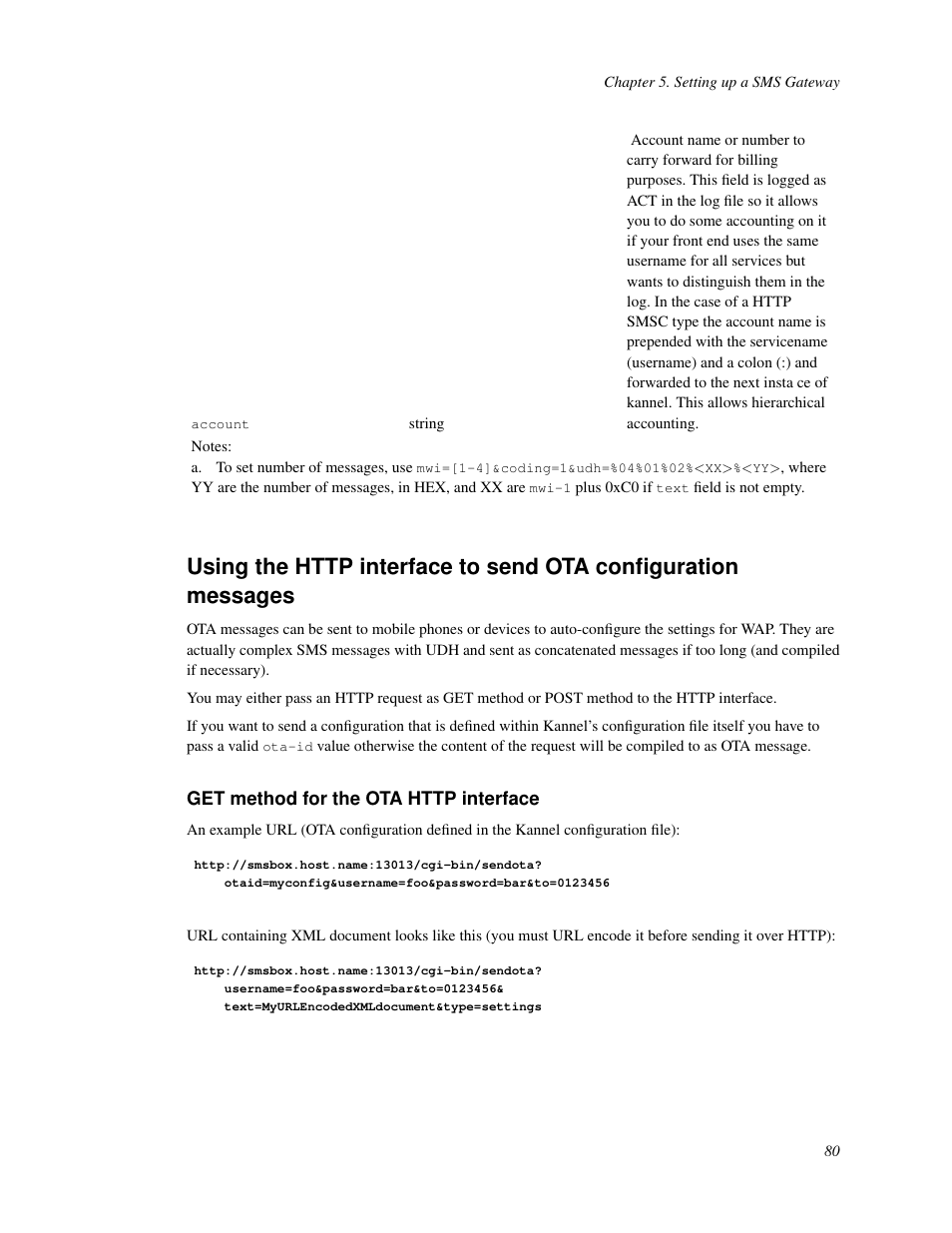 Get method for the ota http interface | Nokia WAP and SMS gateway User Manual | Page 87 / 116