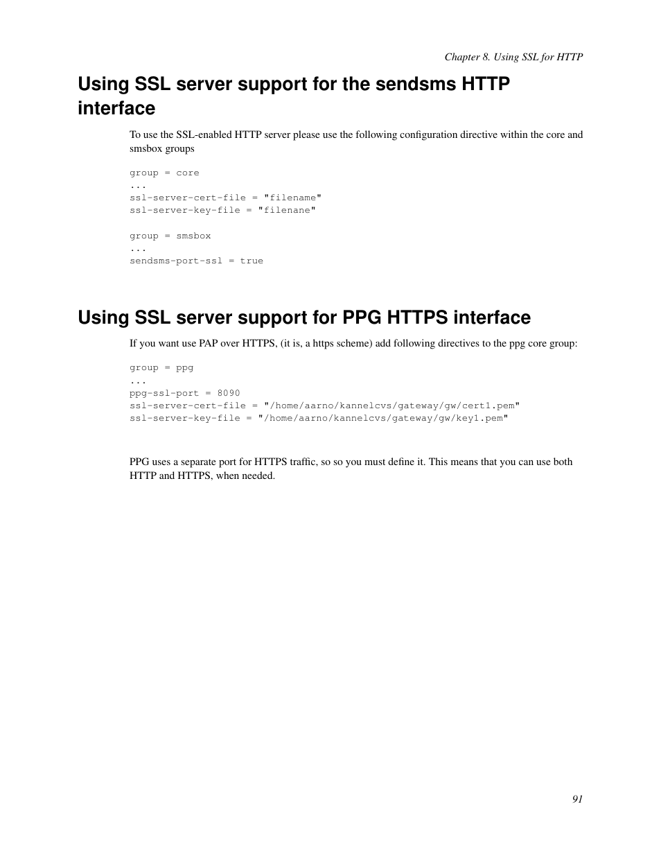 Using ssl server support for ppg https interface | Nokia WAP and SMS gateway User Manual | Page 98 / 116
