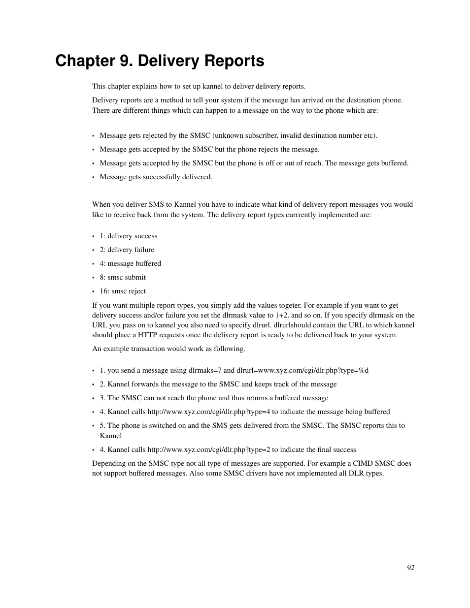 Chapter 9. delivery reports, Delivery reports | Nokia WAP and SMS gateway User Manual | Page 99 / 116