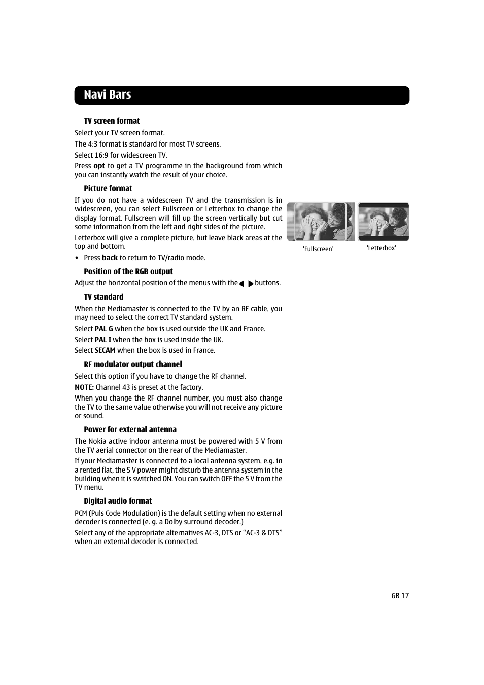 Navi bars | Nokia 120 T User Manual | Page 17 / 26