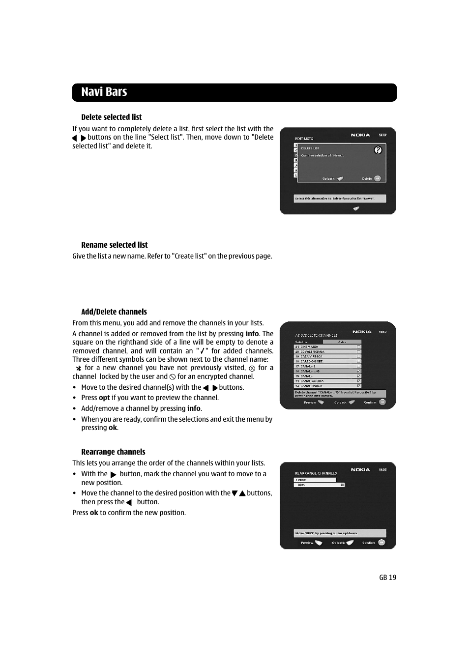 Navi bars | Nokia 120 T User Manual | Page 19 / 26