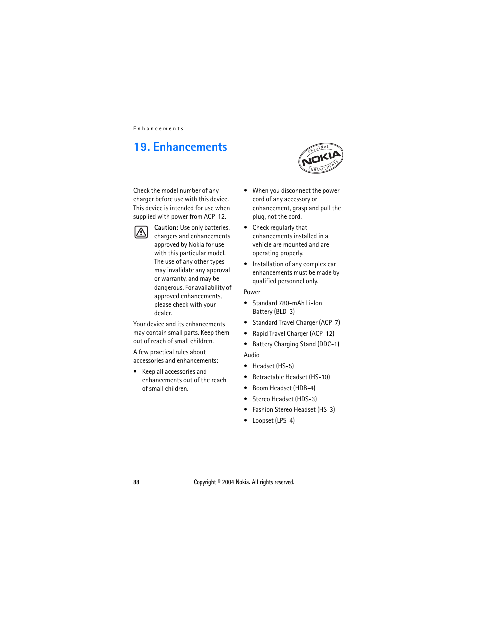 Enhancements | Nokia 3205 User Manual | Page 88 / 99