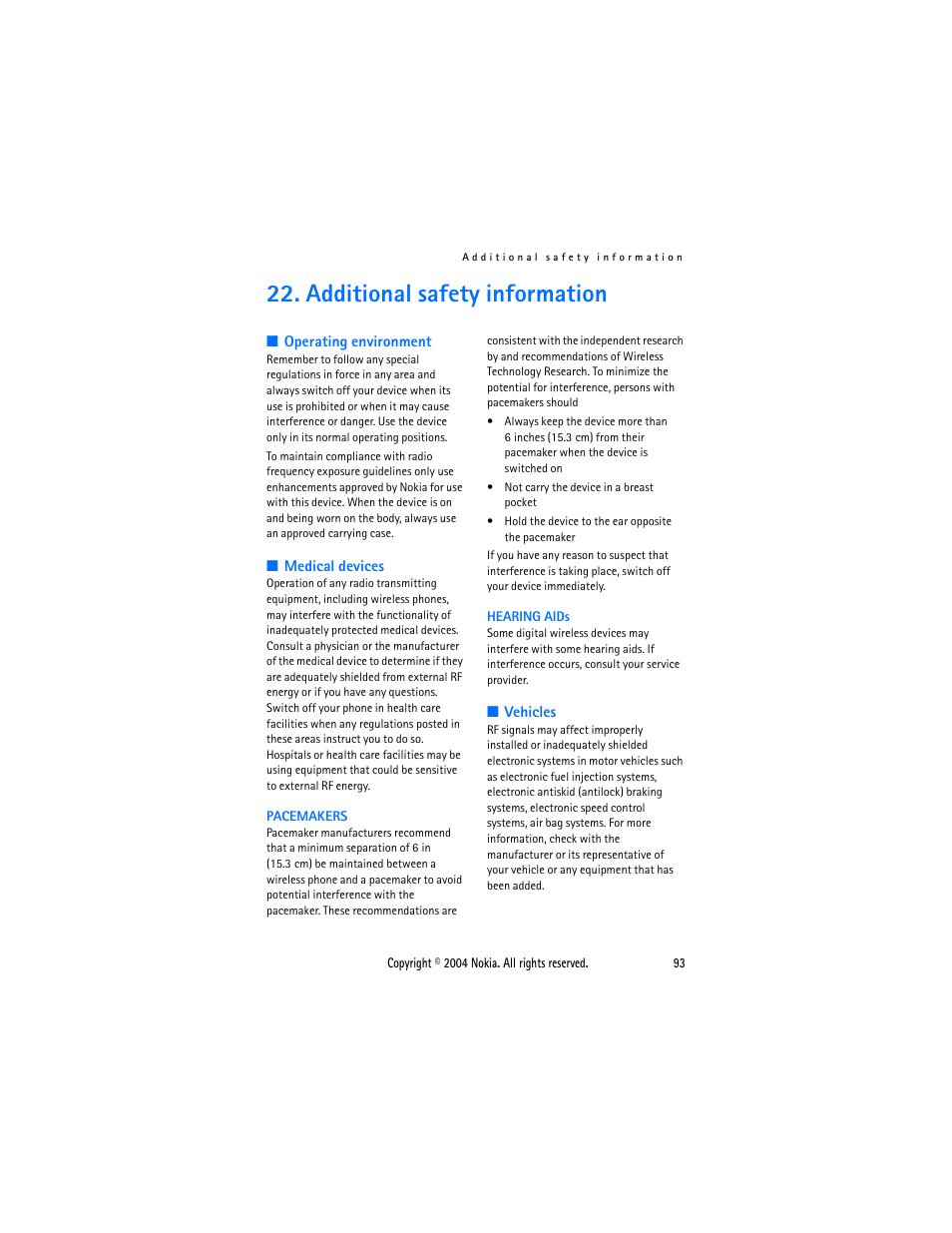 Additional safety information | Nokia 3205 User Manual | Page 93 / 99