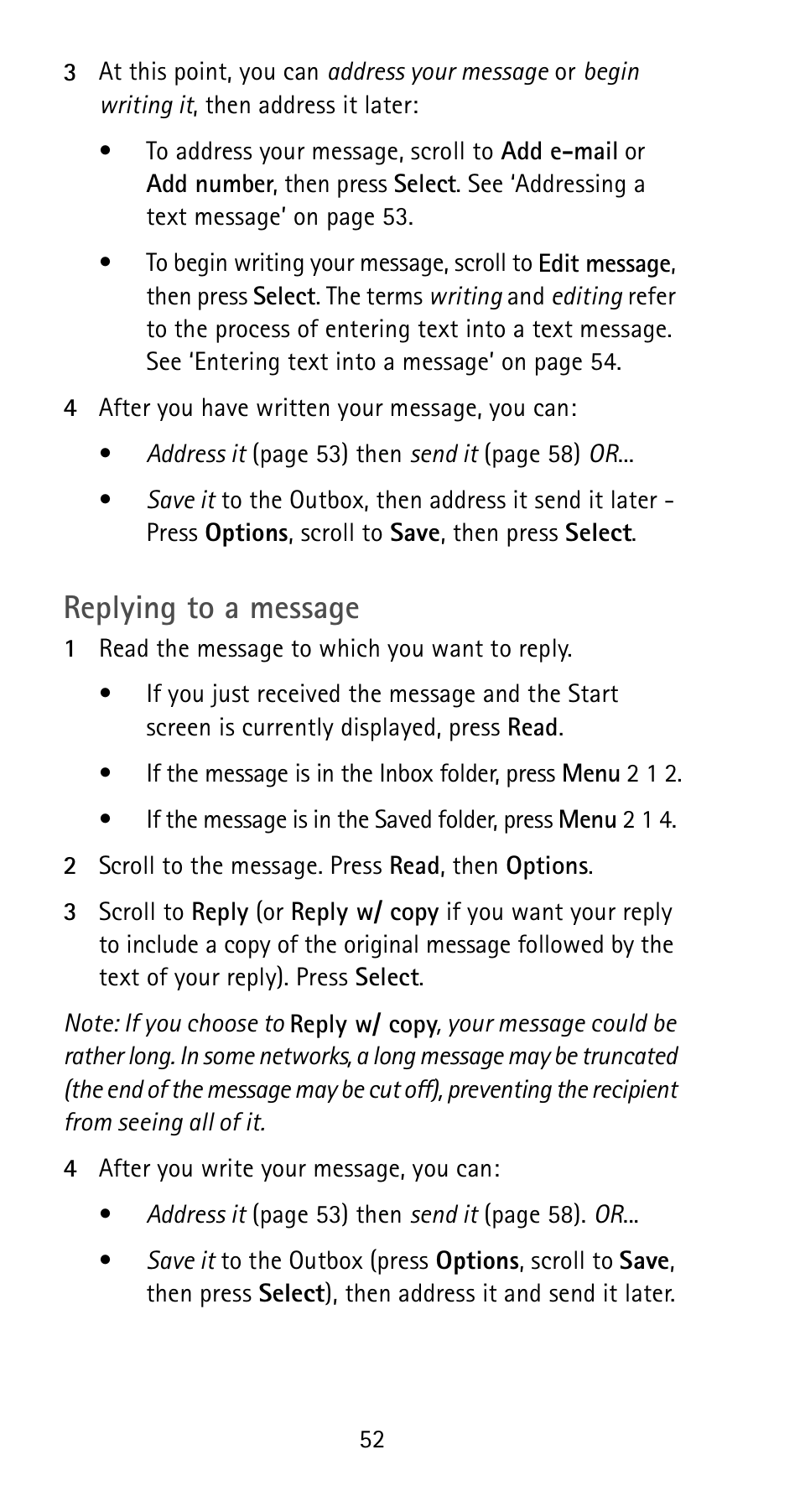Replying to a message | Nokia 5170i User Manual | Page 59 / 97