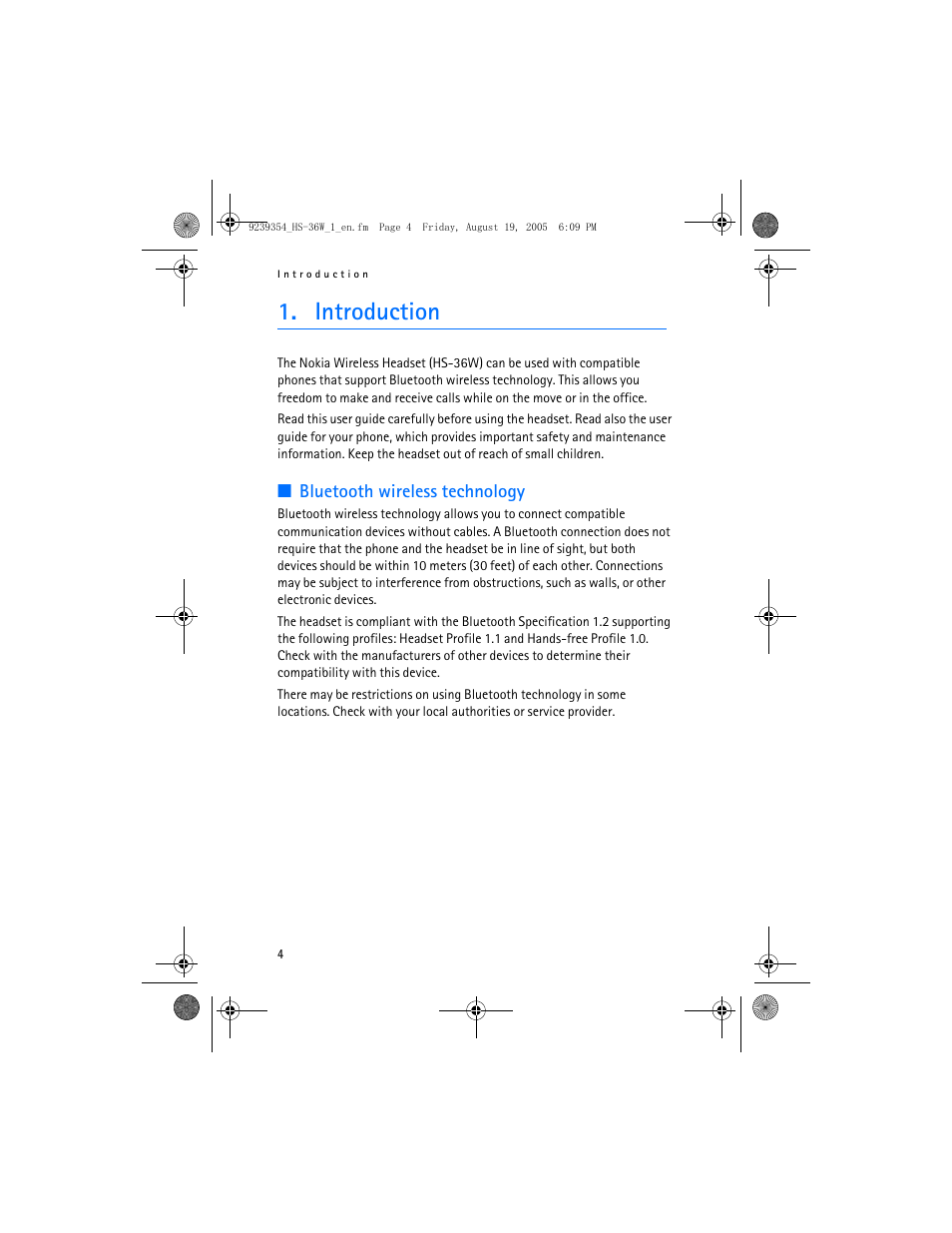Introduction | Nokia HS 36W User Manual | Page 4 / 48