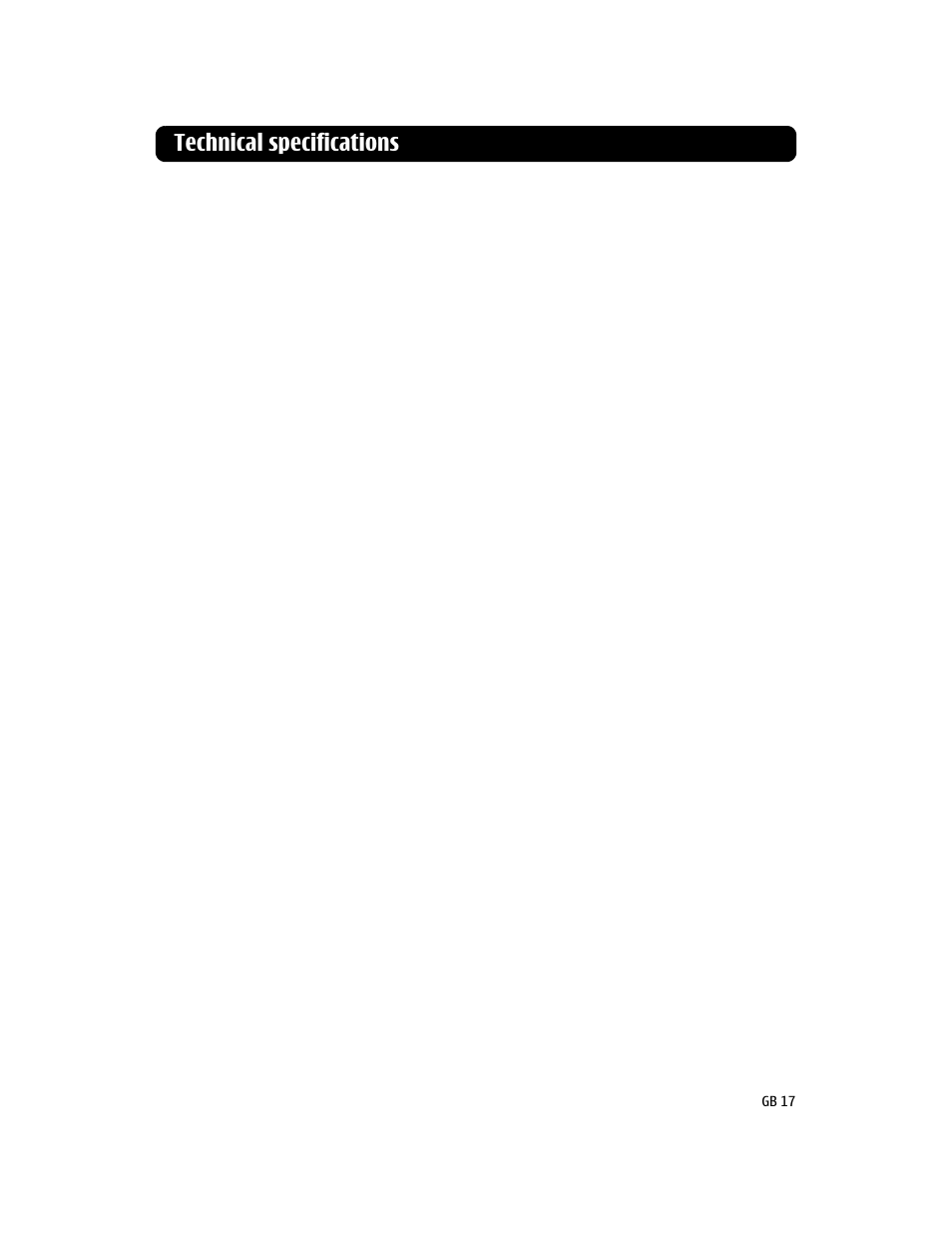 Technical specifications | Nokia 112T User Manual | Page 17 / 18