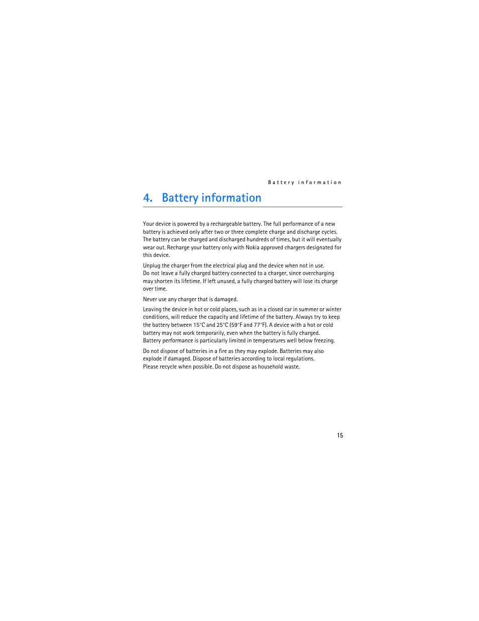 Battery information | Nokia BH-700 User Manual | Page 15 / 78