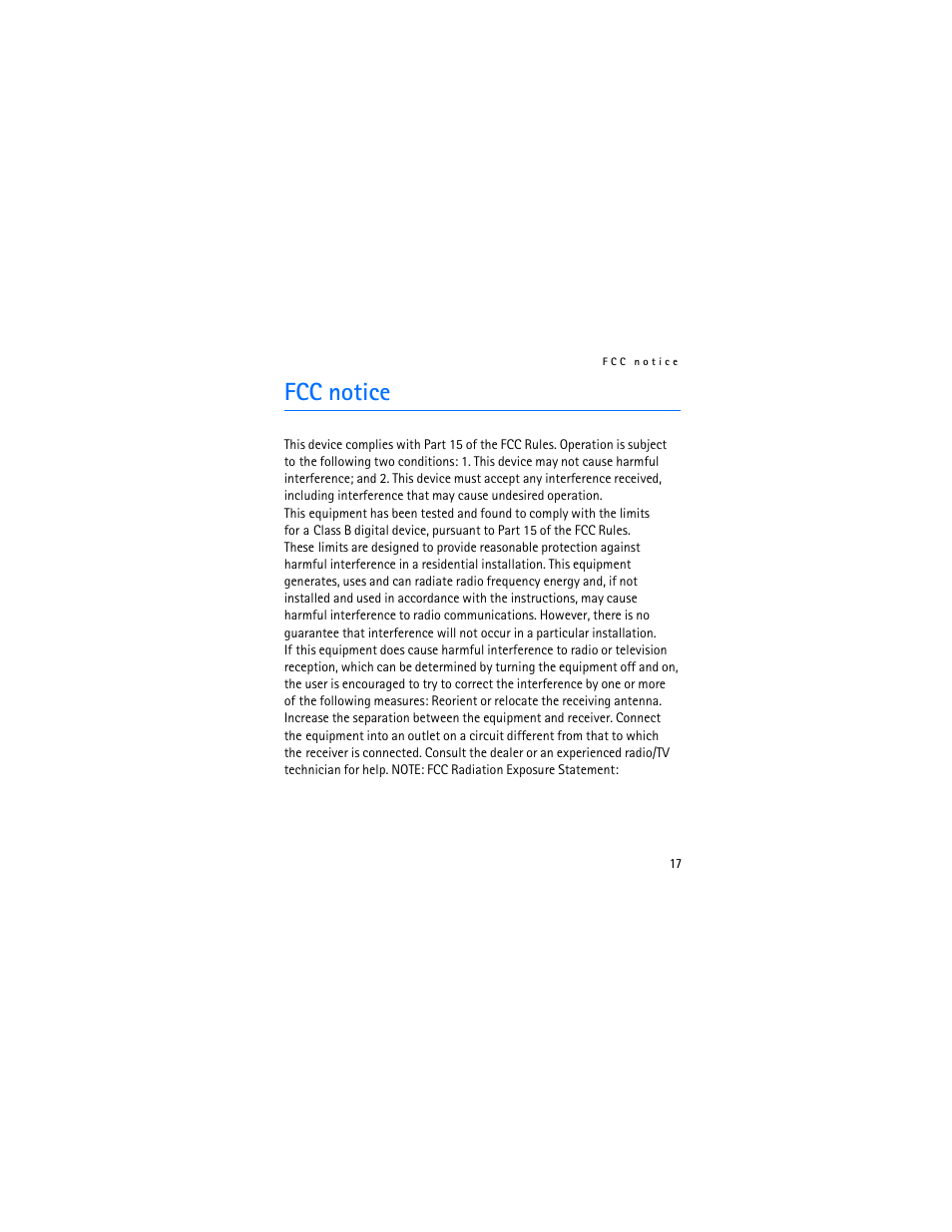 Fcc notice | Nokia BH-700 User Manual | Page 17 / 78