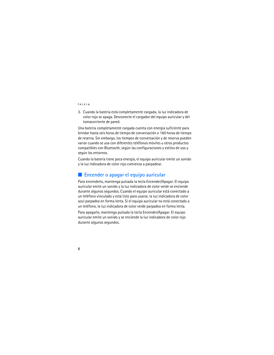 Encender o apagar el equipo auricular | Nokia BH-700 User Manual | Page 26 / 78