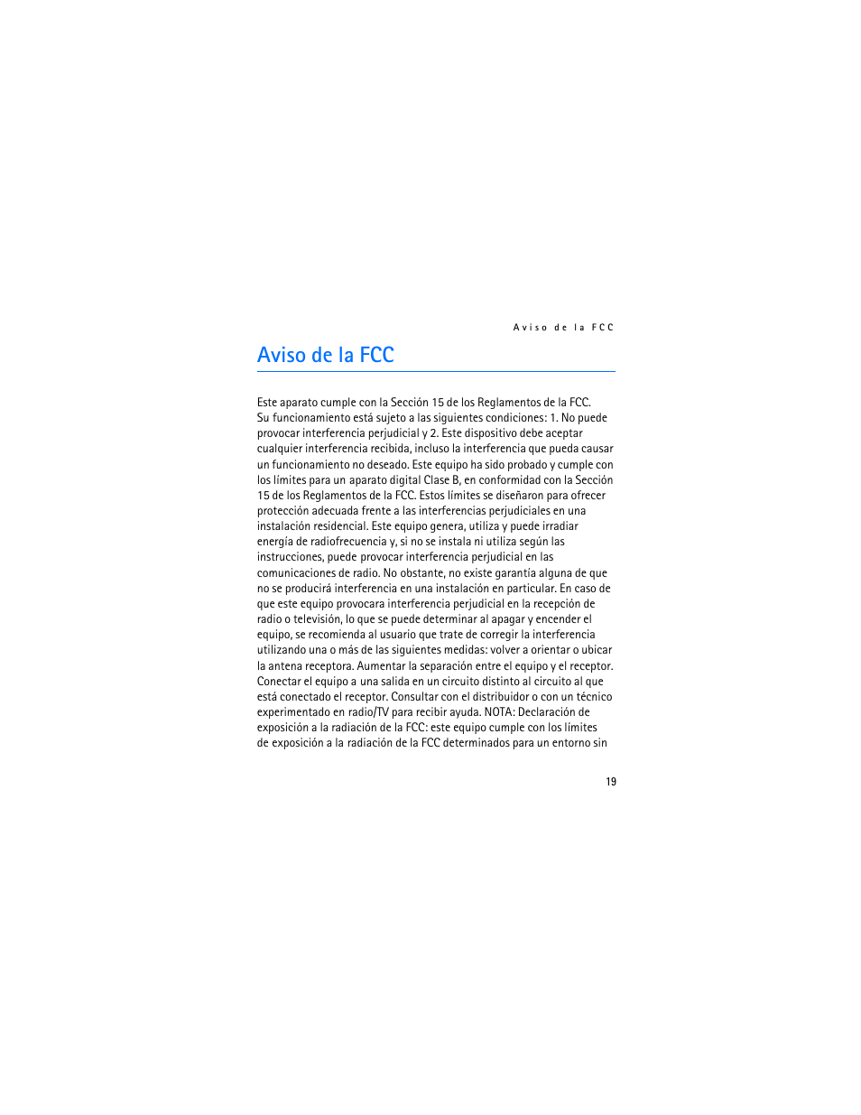 Aviso de la fcc | Nokia BH-700 User Manual | Page 37 / 78