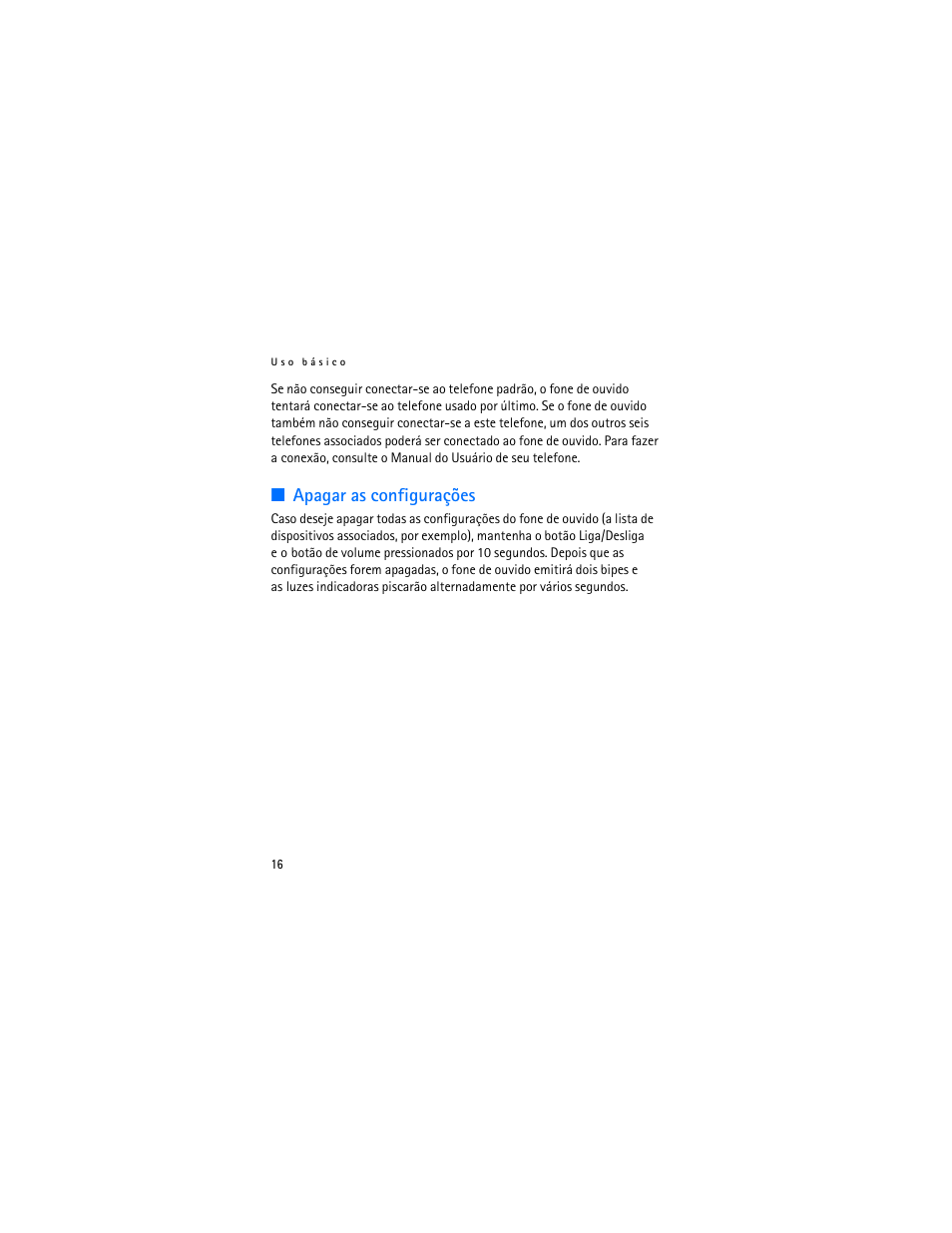 Apagar as configurações | Nokia BH-700 User Manual | Page 54 / 78