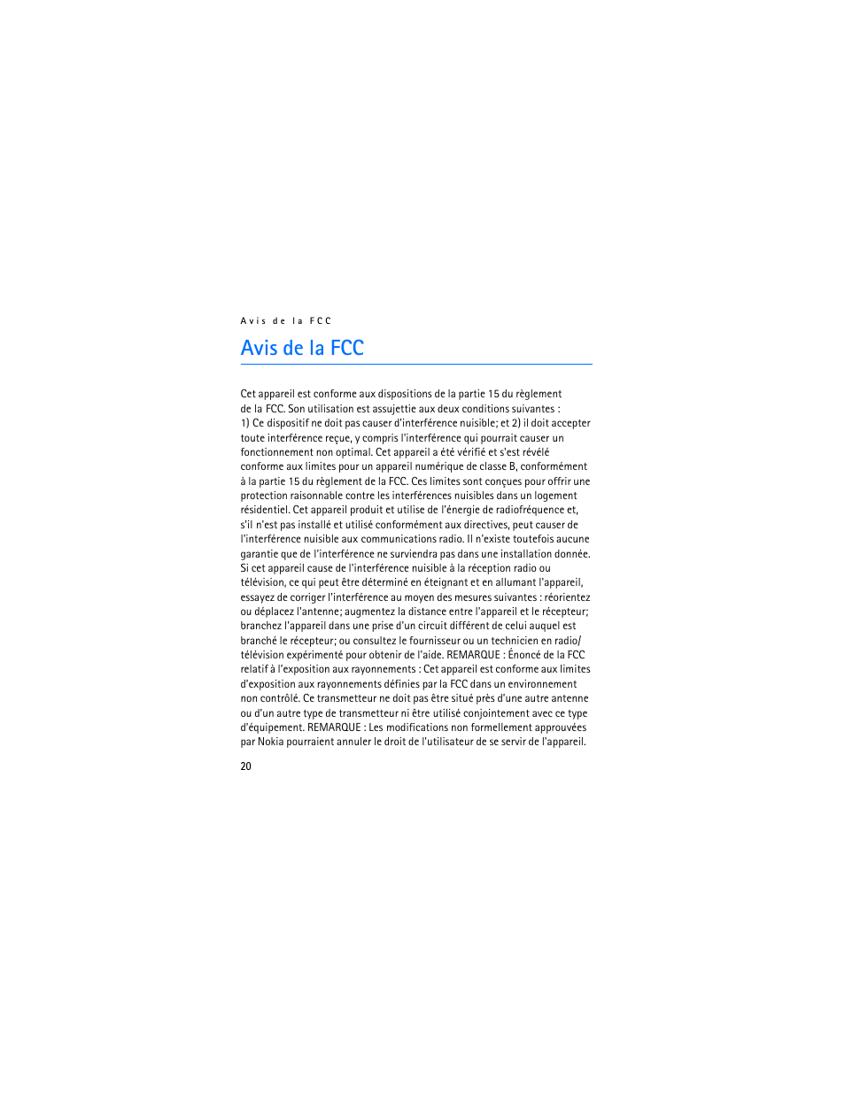 Avis de la fcc | Nokia BH-700 User Manual | Page 78 / 78