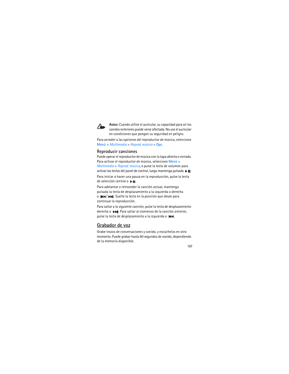 Grabador de voz | Nokia 3606 User Manual | Page 108 / 153