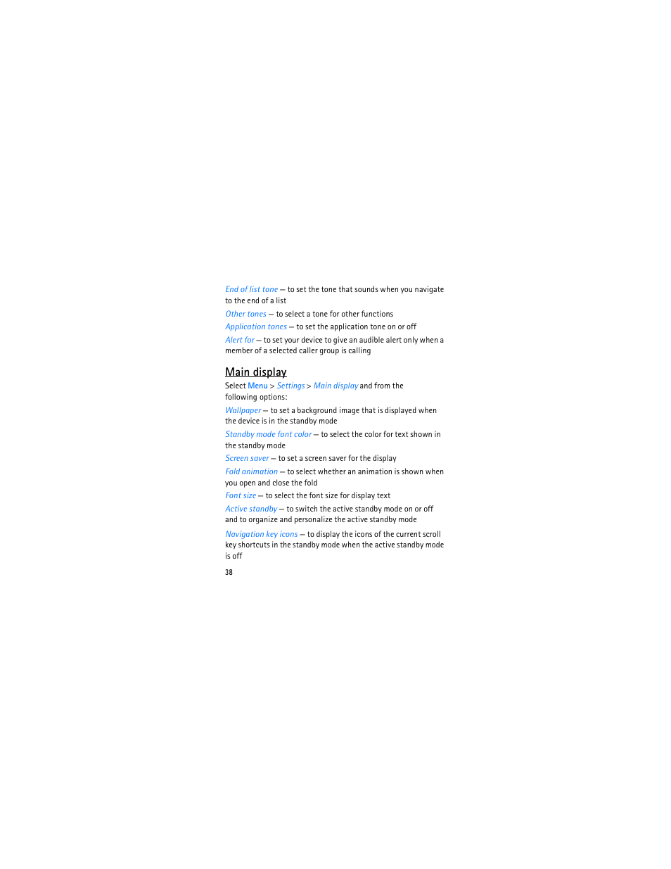 Main display | Nokia 3606 User Manual | Page 39 / 153