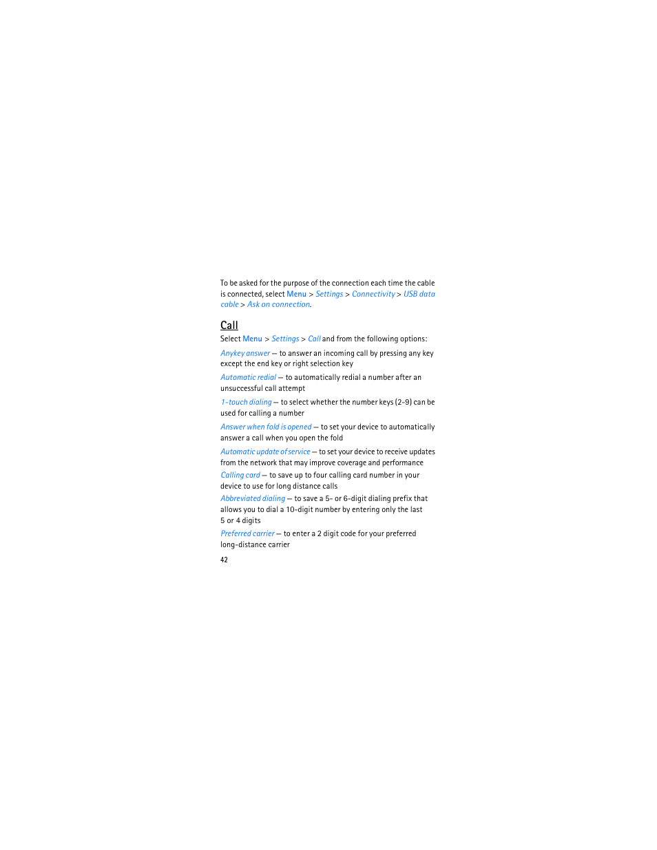 Call | Nokia 3606 User Manual | Page 43 / 153