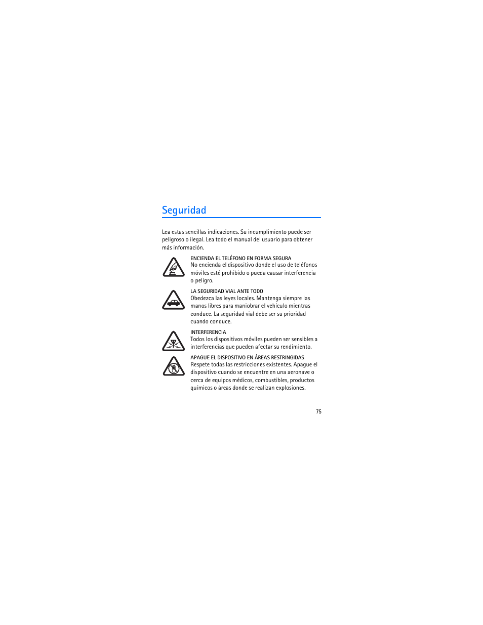 Seguridad | Nokia 3606 User Manual | Page 76 / 153