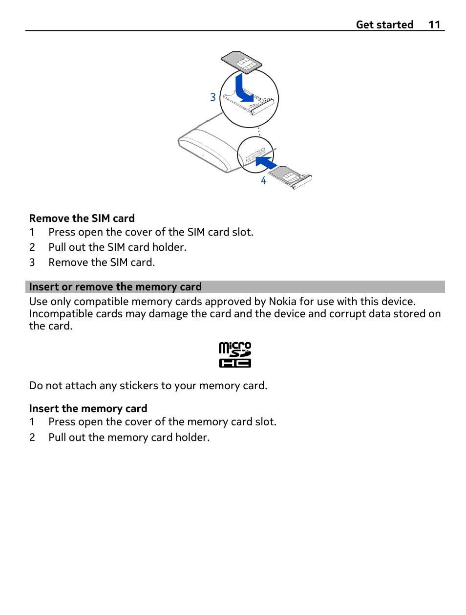 Insert or remove the memory card | Nokia X7-00 User Manual | Page 11 / 128