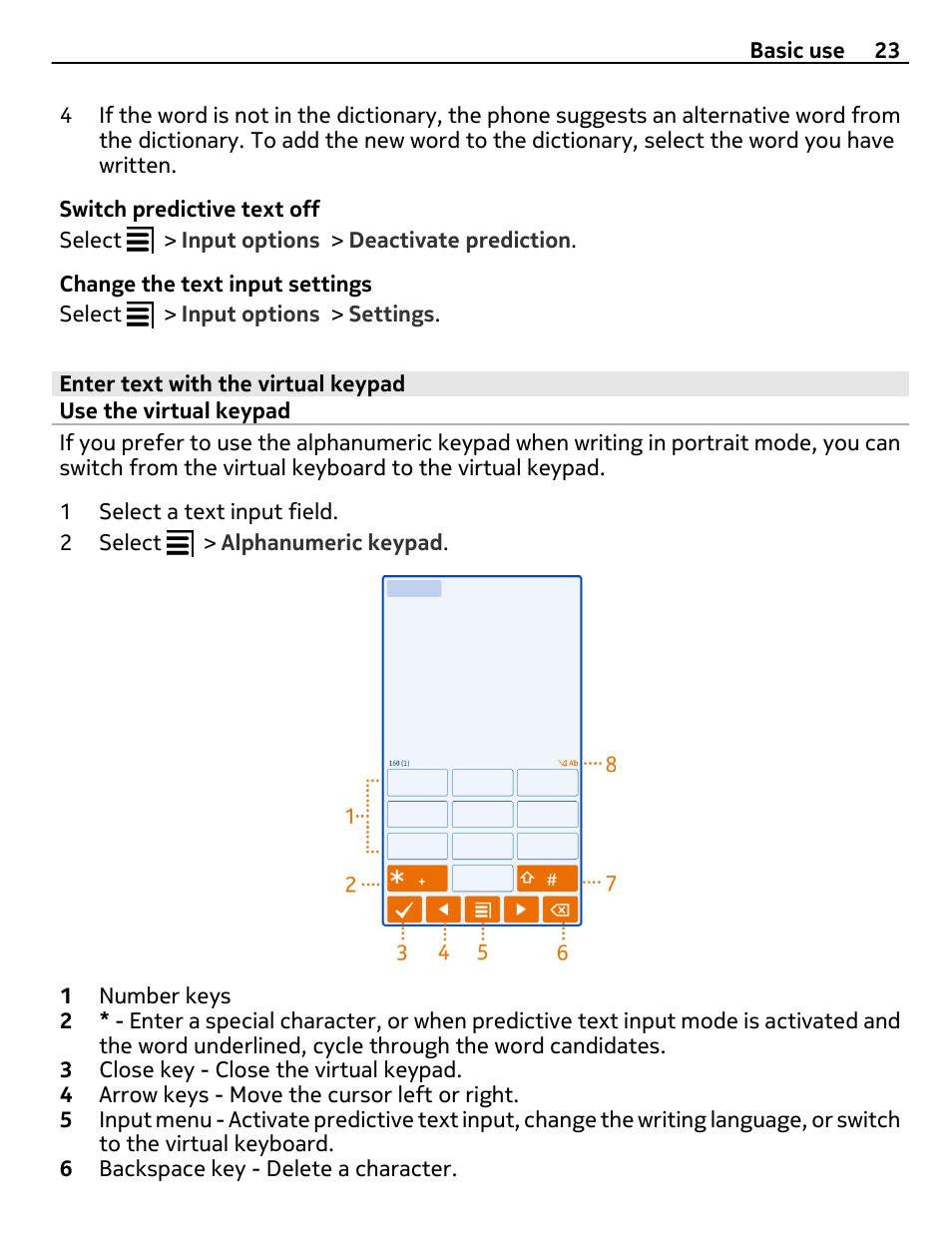 Enter text with the virtual keypad, Use the virtual keypad | Nokia X7-00 User Manual | Page 23 / 128
