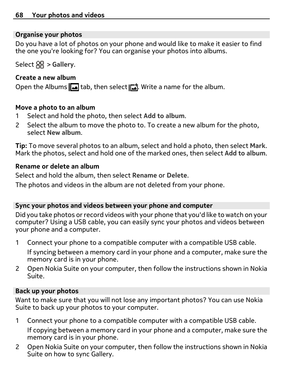 Organise your photos, Back up your photos | Nokia X7-00 User Manual | Page 68 / 128