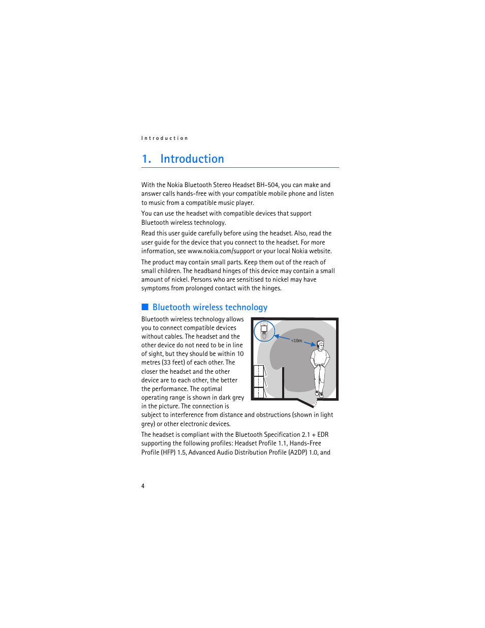 Introduction, Bluetooth wireless technology | Nokia BH-504 User Manual | Page 4 / 14