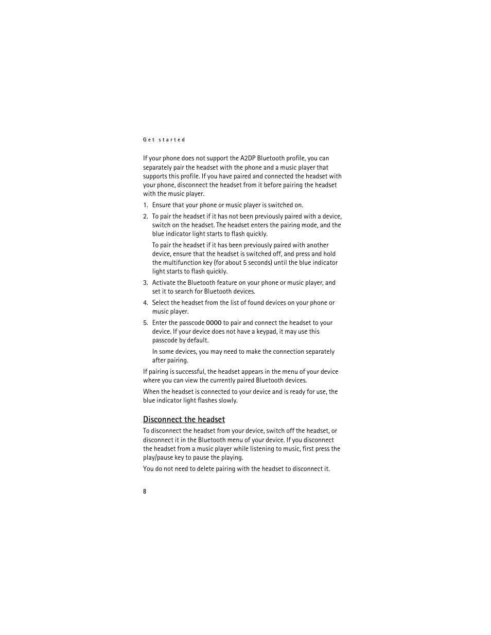 Disconnect the headset | Nokia BH-504 User Manual | Page 8 / 14