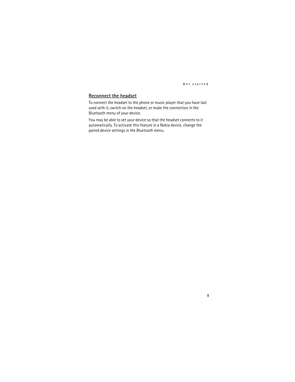 Reconnect the headset | Nokia BH-504 User Manual | Page 9 / 14