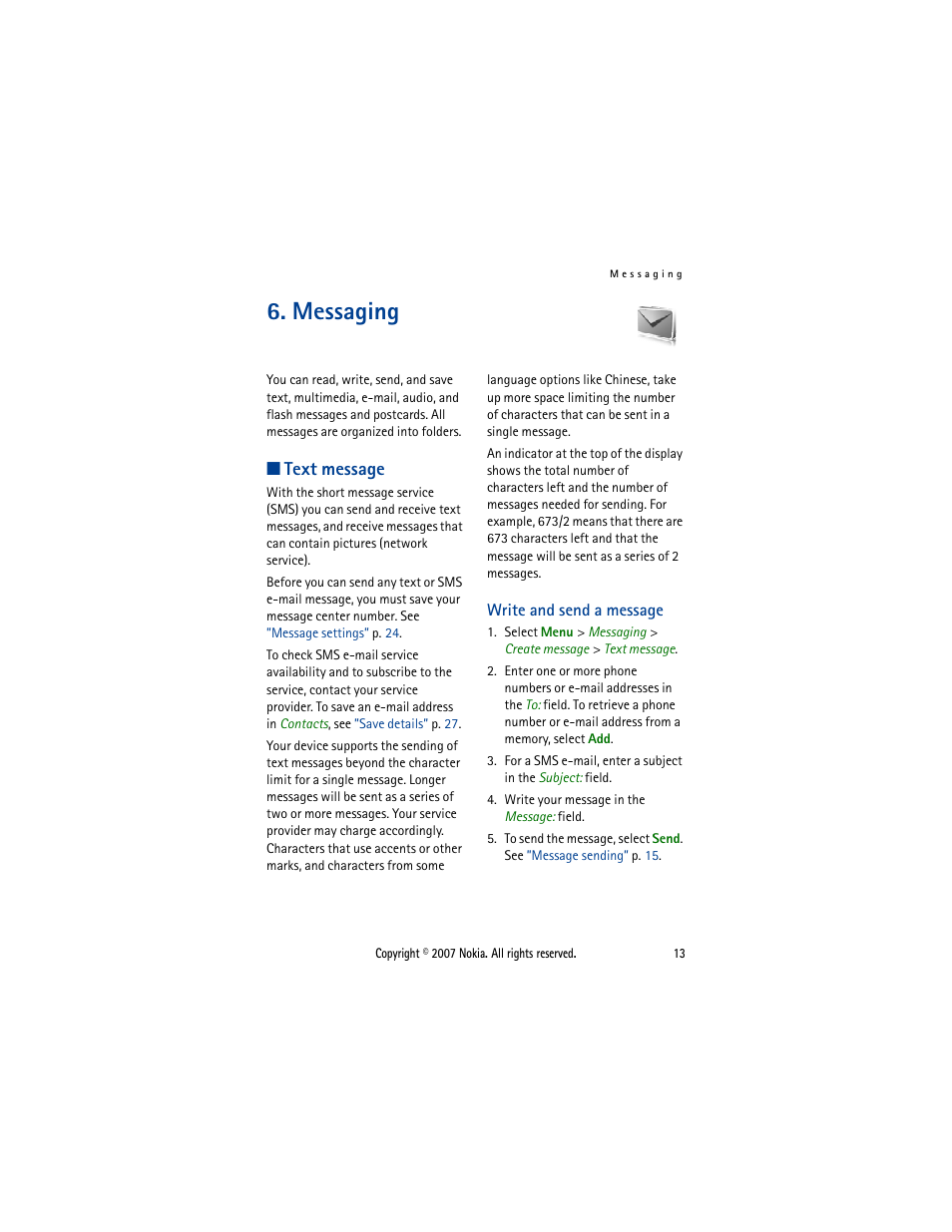 Messaging, Text message, Write and send a message | Nokia 5300  EN User Manual | Page 28 / 101
