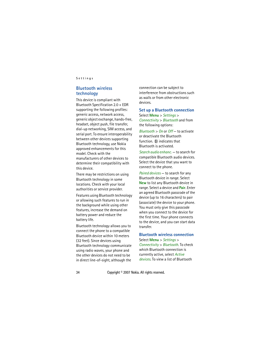 Bluetooth wireless technology | Nokia 5300  EN User Manual | Page 49 / 101